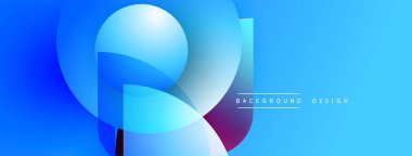 Soyut mavi tasarım, üst üste binen daireler, gradyanlar. Modern estetik, arka planlar ve sunumlar için uygun. Temiz, canlı kompozisyon.
