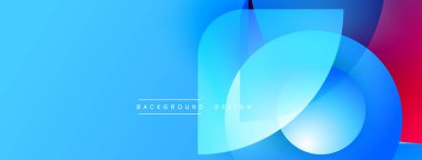 Soyut mavi tasarım. Üst üste binen şekiller modern görsel efektler yaratır. Parlak renkler, pürüzsüz eğimler, dinamik bileşimler.