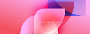 Soyut pembe arka plan. Üst üste binen şekiller modern tasarım yaratır. Gradyan renkler, pürüzsüz geçişler, görsel uyum mevcut.