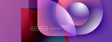 Soyut mor tasarım, üst üste binen daireler, kareler. Renkler modern görsel efekt yaratır. Metin arkaplan tasarımı okur.