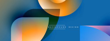 Soyut sıvı şekilleri örtüşür ve canlı renk değişimleri yaratır. Mavi, turuncu, yeşil renkler tasarımda baskın. Modern estetik.