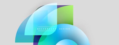 Soyut şekiller örtüşüyor, canlı renk değişimleri yaratıyor. Modern tasarım elementleri dijital sanatı, arka plan dokusunu önerir. Temiz estetik.