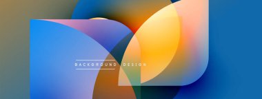 Soyut renkli şekiller çakışıyor. Gradyan renkler harmanlanarak, dinamik görsel efekt yaratır. Arka planlar için modern tasarım ögesi.