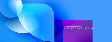 Soyut mavi arkaplan. Üst üste binen şekiller dinamik görsel efekt yaratır. Gradyan renkler, modern tasarım elementleri.