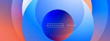 Soyut çemberler çakışıyor, canlı bir değişim etkisi yaratıyor. Mavi, turuncu renkler tasarımda baskın. Metin arkaplan tasarımı okur.