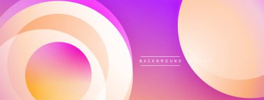 Soyut eğimler üst üste binen çemberler oluşturur. Pembe, mor, turuncu renkler düzgün bir şekilde harmanlanır. Arka planlar için modern tasarım ögesi.