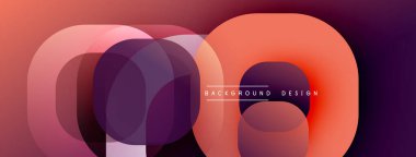 Soyut geometrik şekiller örtüşüyor, canlı renk eğimleri yaratıyor. Modern tasarım elementleri dinamik görsel deneyim önerir.