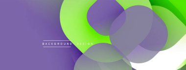 Soyut sıvı şekilleri örtüşür, canlı mor, yeşil gradyanlar yaratır. Arkaplan ve sunumlar için modern tasarım ögesi.