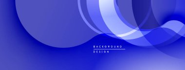 Soyut mavi arkaplan. Üst üste binen katmanlar dinamik, akışkan şekiller yaratır. Mezuniyet geçişleri derinlik ve modern estetik sunar.