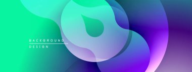 Soyut sıvı şekilleri canlı renkleri harmanlar. Gradyan geçişler modern görsel efektler yaratır. Yumuşak kıvrımlar hareketi, derinliği gösterir.