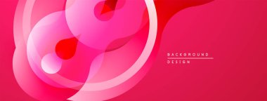 Soyut pembe tasarım. Üst üste binen daireler dinamik görsel efekt yaratır. Yumuşak eğim, modern estetik. Basit, zarif bir arkaplan.