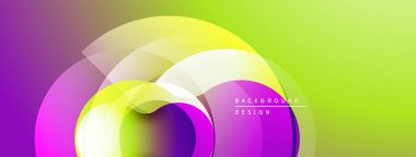 Soyut enerjik tasarım. Üst üste binen daireler dinamik bileşim yaratır. Gradyan renkler düzgün bir şekilde harmanlanarak modern estetik sunuyor.