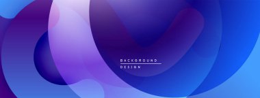 Soyut sıvı şekilleri örtüşür, parlak mor ve mavi renkler yaratır. Arkaplan ve sunumlar için modern tasarım ögesi.
