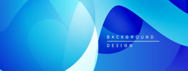 Soyut mavi katmanlar dinamik zemin oluşturur. Pürüzsüz şekiller üst üste binerek modern görsel dokuyu oluşturur. Minimalist tasarım, temiz estetik.