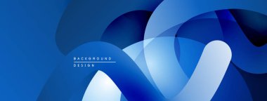 Soyut mavi tasarım. Üst üste binen katmanlar dinamik görsel efekt yaratır. Yumuşak eğim, modern estetik. Minimalist kompozisyon.