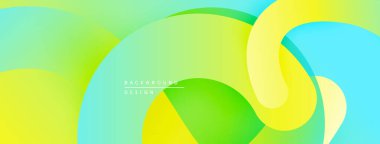 Soyut sıvı şekiller, canlı renklerin karışımı. Modern tasarım, pürüzsüz eğimler dinamik kompozisyon yaratır. Hafif, havadar.