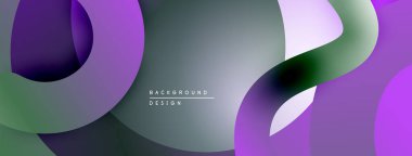 Soyut sıvı şekilleri, mor, yeşil gradyanlar. Arka planlar ve sunumlar için modern tasarım öğesi. Pürüzsüz geçişler, örtüşen formlar.