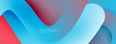 Soyut dalgalar, canlı renkler karışımı. Düz şekiller dinamik bileşim yaratır. Modern tasarım, mükemmel arkaplan.