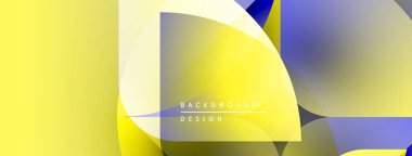 Soyut geometrik tasarım. Sarı, mavi gradyanlar modern zemin oluşturur. Minimalist tarz, temiz çizgiler, dinamik kompozisyon.