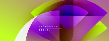 Soyut canlı tasarım, üst üste binen renkli şekiller. Gradyan renkler harmanlanarak, dinamik görsel efekt yaratır. Metin arkaplan tasarımı okur.