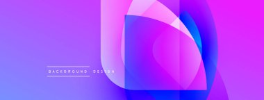 Soyut enerjik tasarım. Üst üste binen katmanlar dinamik mor ve mavi renkler yaratır. Modern estetik, arka planlar ve sunumlar için uygun..