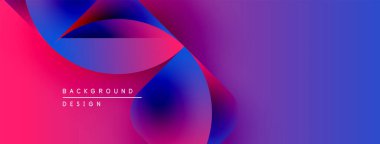 Soyut sıvı şekilleri canlı pembeler, maviler, morlar harmanlar. Modern tasarım enerji, hareket, derinlik öneriyor. Arkaplanda metin ögeleri.