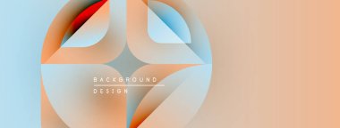 Soyut geometrik şekiller, yumuşak renkler, modern tasarım. Üst üste binen katmanlar dinamik görsel efekt yaratır. Çeşitli projeler için uygun arkaplan.