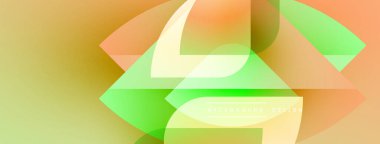 Soyut geometrik şekiller harmanlanarak canlı gradyanlar yaratır. Yumuşak renkler kompozisyona hakim, modern tasarım elementleri.