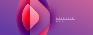 Soyut gradyan şekiller dinamik görsellik yaratır. Mor, kırmızı renkler düzgün bir şekilde harmanlanır. Arka planlar için modern tasarım ögesi.