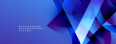 Soyut mavi arkaplan. Geometrik şekiller, dinamik görsel efekt oluşturur. Sancaklar ve sunumlar için modern tasarım uygun.