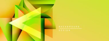 Soyut geometrik şekiller örtüşür, parlak sarı ve yeşil renkler yaratır. Arkaplan, pankart ve sunumlar için modern tasarım ögesi.