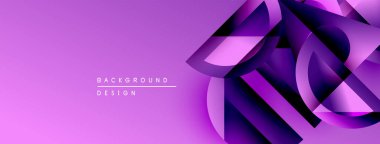 Soyut mor tasarım. Geometrik şekiller, dinamik görsel efekt oluşturur. Gradyan gölgeler derinliği arttırır, modern estetik.