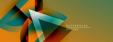 Soyut geometrik şekiller, canlı renkler, modern tasarım. Gradyan arka plan dinamik görsel efekt yaratır. Metin arkaplan tasarımı okur.