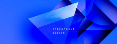 Soyut mavi arkaplan. Geometrik şekiller örtüşür, dinamik görsel efekt yaratır. Modern tasarım elemanları.