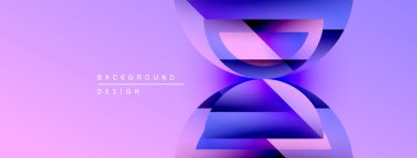 Soyut tasarım, katmanlı şekiller, mor renkler, gradyan etki. Dijital projeler için modern arka plan uygun. Minimalist estetik.