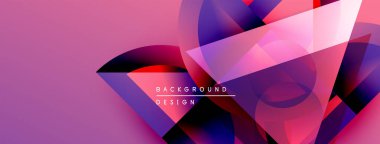 Soyut geometrik şekiller örtüşüyor, canlı pembe, mor renkler yaratıyor. Modern tasarım elementleri dinamik bileşimi önerir.