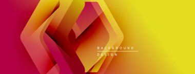 Soyut geometrik tasarım. Canlı gradyanlar kırmızı, sarı ve turuncu renkleri harmanlarlar. Dijital projeler için modern arkaplan.