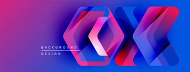 Soyut canlı tasarım katmanlı kurdeleler içerir. Gradyan mor, mavi, pembe renkler dinamik görsel efekt yaratır. Metin arkaplan tasarımı okur.