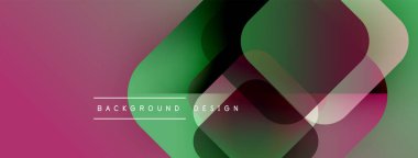 Soyut geometrik şekiller çakışıyor. Renkler karışıyor, dinamik görsel efekt yaratıyor. Modern tasarım ögeleri sunar şık arkaplan.