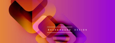 Soyut geometrik şekiller örtüşüyor, canlı turuncu ve mor renkler yaratıyor. Arkaplan ve sunumlar için modern tasarım ögesi.
