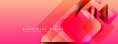 Soyut gradyan arkaplan özellikleri üst üste binen kareler, canlı pembeler, portakallar. Dijital projeler için modern tasarım ögesi.