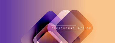 Soyut gradyan şekiller üst üste binerek modern arkaplan oluşturur. Mor, turuncu renkler tasarımda baskın, metin arkaplan tasarımı.