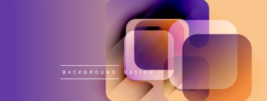 Soyut geometrik şekiller örtüşüyor, canlı mor, turuncu renkler yaratıyor. Arkaplan ve sunumlar için modern tasarım ögesi.