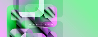 Soyut geometrik şekiller çakışıyor. Gradyan renkler modern, canlı görsel efektler yaratır. Minimalist tasarım arka planlar için uygundur.