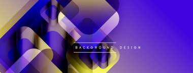 Soyut geometrik şekiller örtüşüyor, parlak mor renkler yaratıyor, altın renkleri. Arkaplan ve sunumlar için uygun modern tasarım.