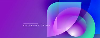 Soyut gradyanlar çakışıyor, dinamik görsel etki yaratıyor. Mor, mavi, deniz mavisi renkleri baskın bileşim. Modern tasarım ögesi.