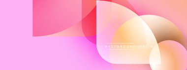 Soyut pembe arka plan. Üst üste binen şekiller dinamik görsel efekt yaratır. Gradyan renkler derinlik ekler, modern estetik.