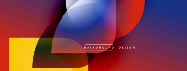 Soyut renkli şekiller örtüşür, dinamik görsel efekt yaratır. Gradyan renkler harmanlanır, modern arkaplan tasarımı oluşturulur.