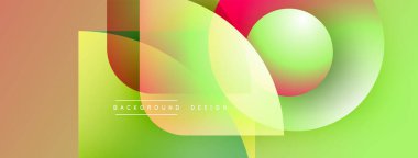 Soyut geometrik şekiller çakışıyor. Canlı renkler harmanlanarak modern arkaplan tasarımı oluşturur. Yumuşak gradyanlar görsel ilgi sunar.