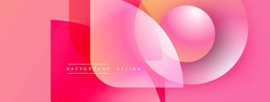 Soyut pembe dizayn özellikleri üst üste binen şekiller, gradyanlar. Modern estetik, arka planlar ve sunumlar için uygun. Basit, canlı kompozisyon.